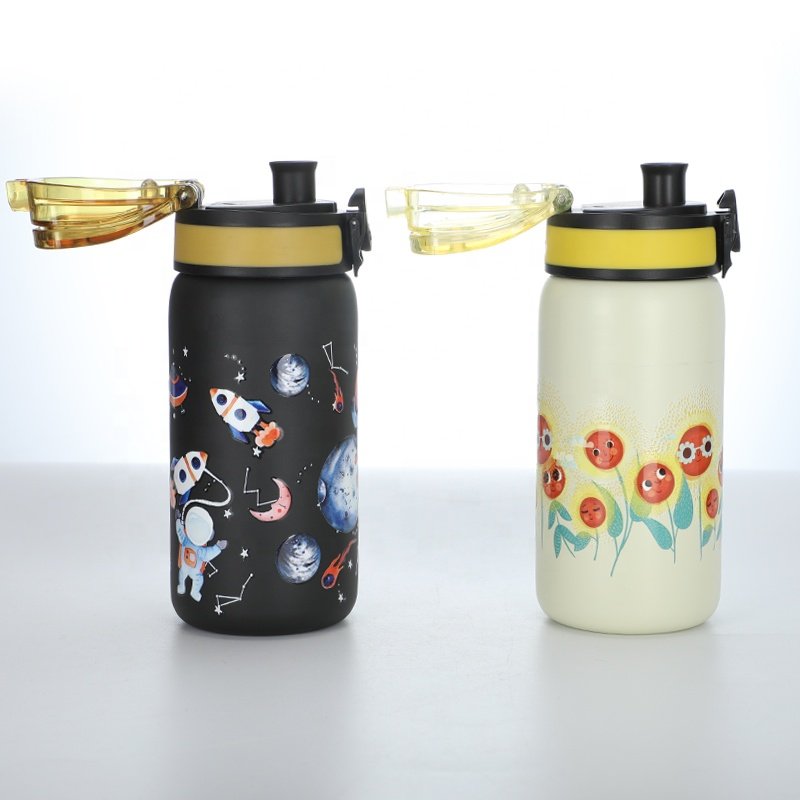 Promotional gifts stainless steel double wall vacuum insulated water bottle cute cartoon kids drinking bottle 350ml