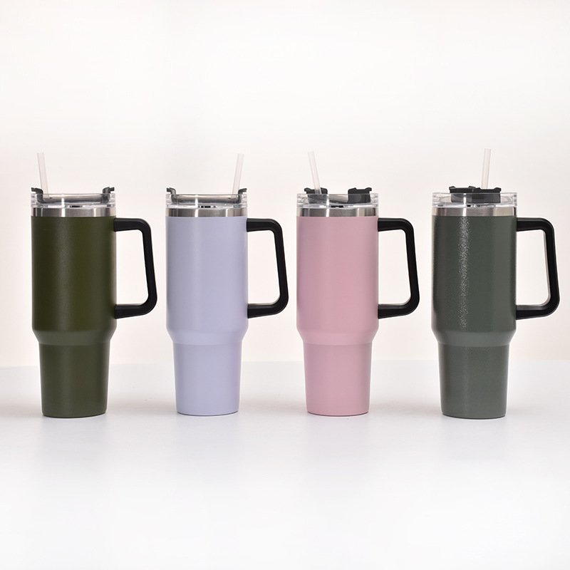 40oz Tumbler with Handle and Straw Lid coffee Insulated Cup BPA Free Reusable Stainless Steel Water Bottle Travel Mug