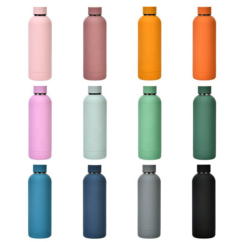 Modern Insulated Stainless Steel Water Bottle Narrow Mouth Portable Vacuum Flask & Thermos BPA Free Rubber for Sports