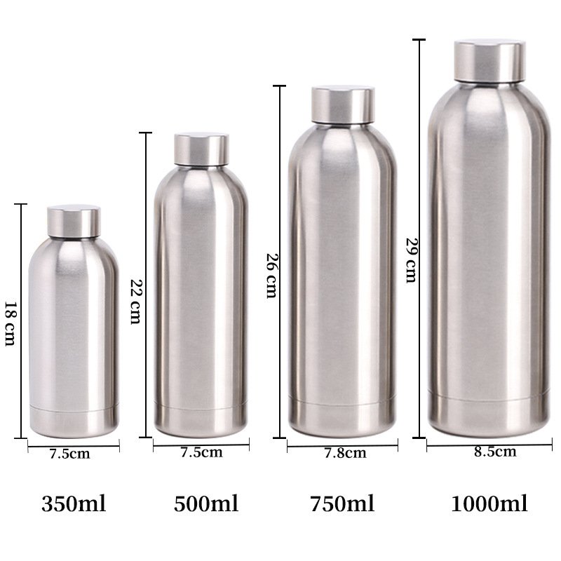 Modern Insulated Stainless Steel Water Bottle Narrow Mouth Portable Vacuum Flask & Thermos BPA Free Rubber for Sports
