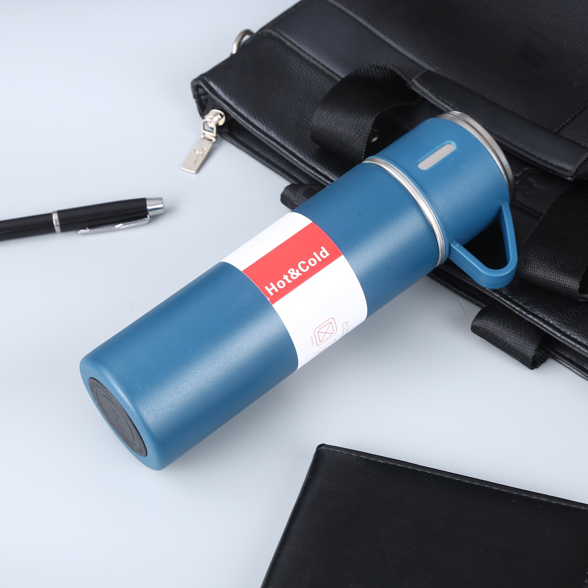 Promotion Business Gift Set Insulated Stainless Steel Vacuum Flask Hot And Cold With 3 Lids Vacuum Flask & Thermos Mug