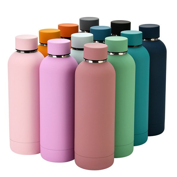Cool-Chunlong Soft touch 500ml stainless steel vacuum flask thermos water bottles with rubber paint
