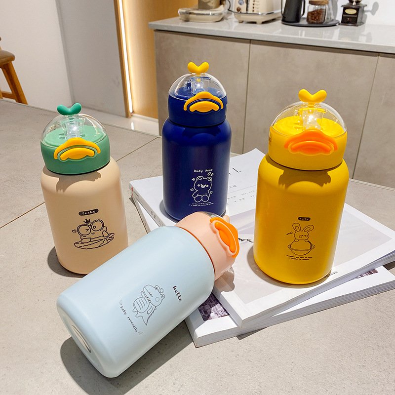 350ml/420ml Kids Water Bottles with Straw and handle Stainless Steel Vacuum Double Wall Insulated cup for school