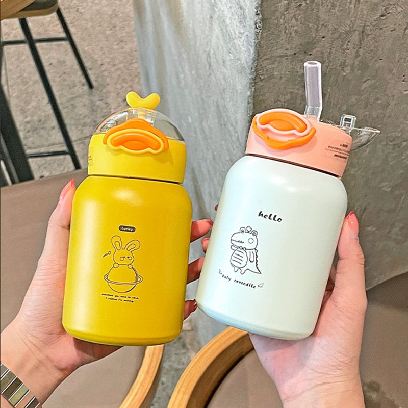 350ml/420ml Kids Water Bottles with Straw and handle Stainless Steel Vacuum Double Wall Insulated cup for school