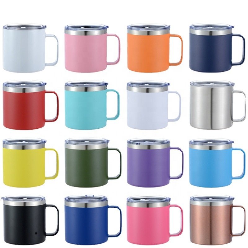 TY 14oz in stock power coating Thermal Double Wall Insulated Cup Customized Logo Stainless Steel Beer Travel Coffee Mugs