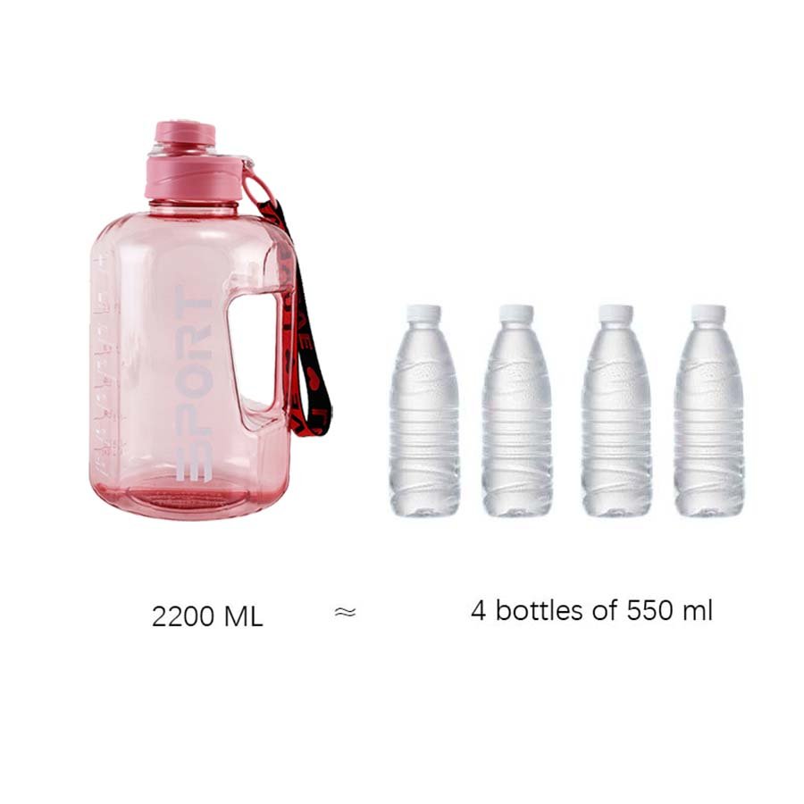 LeMuna 2.2L Fitness Water Bottle Sports Motivational Water Bottle with Time Marker Reminder Large Water Bottle BPA FREE
