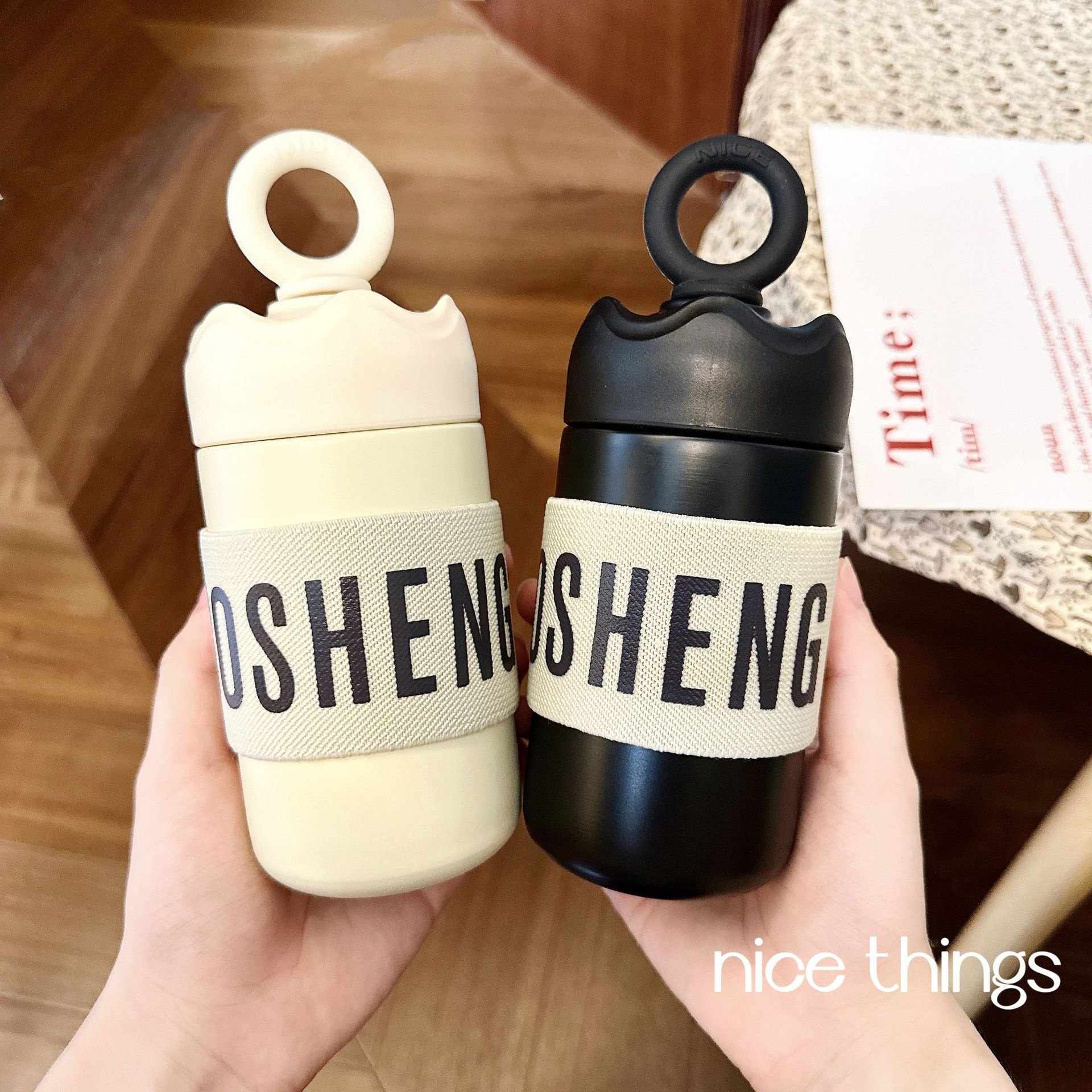 New Ins custom 260ml portable stainless steel thermos cup double wall vacuum insulated water bottle with filter and handle
