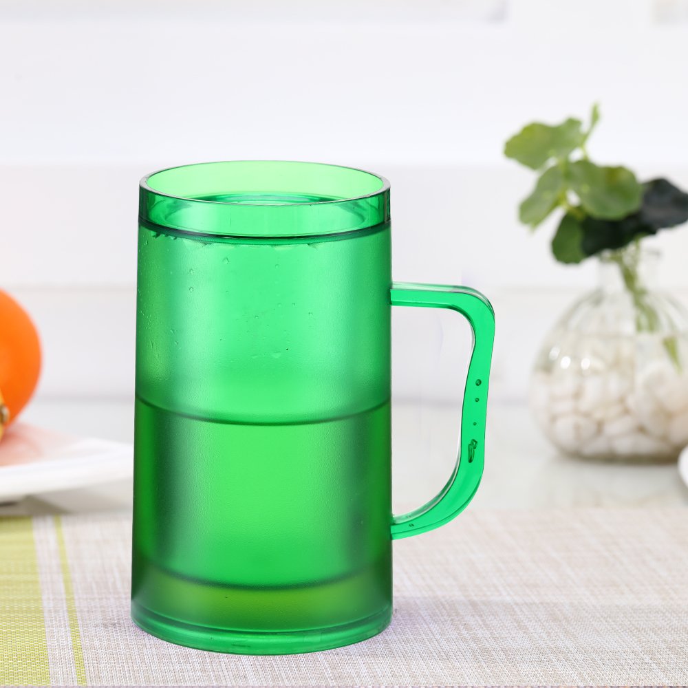 Hot sale Reusable Keep drink cold High Quality double walled plastic freezable beer mug 15oz
