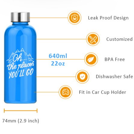 640ml 22oz Fit Car Cup Holder Sturdy Toxin Free Wholesale BPA Free Tritan Drinking Bottle