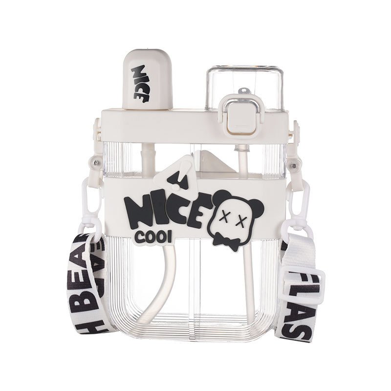 2024 New 620ml Students Summer Plastic Cups With Straw Strap Double Drinking Sub-Warehouse Plastic Water Bottles For Kids