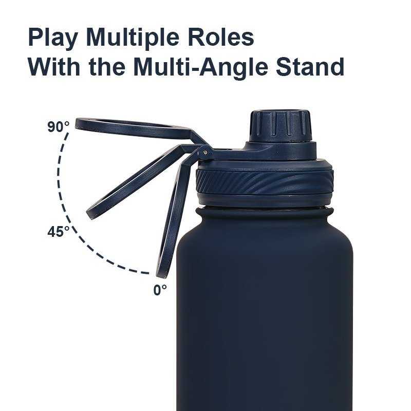 SHINBENE 22OZ/650ML Magnetic Round Mouth Stainless Steel Insulated Water Bottle Adjustable Angles Holder Cup