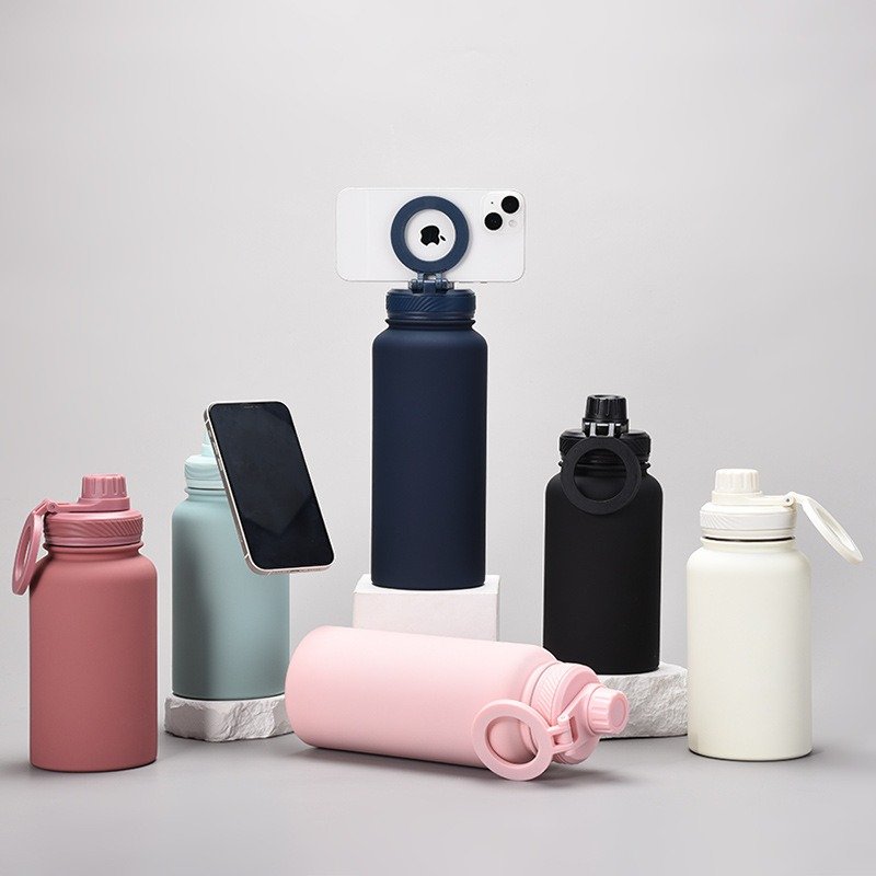 SHINBENE 22OZ/650ML Magnetic Round Mouth Stainless Steel Insulated Water Bottle Adjustable Angles Holder Cup