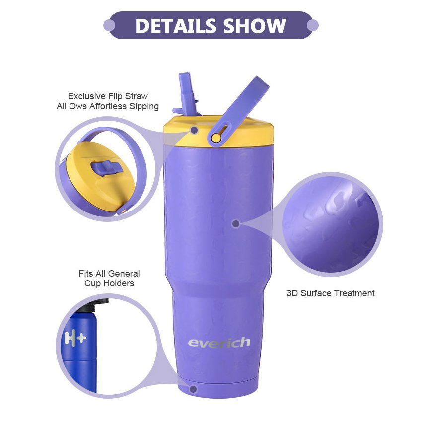 Everich new shape wide mouth Stainless Steel 304 Double wall thermo flask insulated Water bottles new ODM product