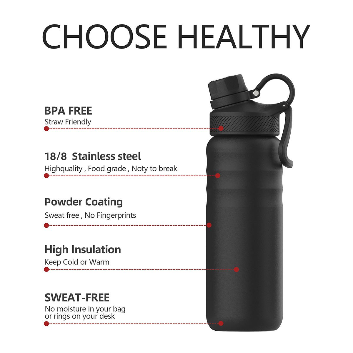 Manufacturer Supply Customized Stainless Steel Double Wall Insulated Sublimation Hydrogen Adult Sport Water Bottle