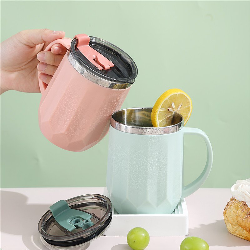 304 Stainless Steel Thermos Tumbler Office Portable Insulated Mug Couple Straw Cup Vacuum Milk Cups Double Drinking Cup