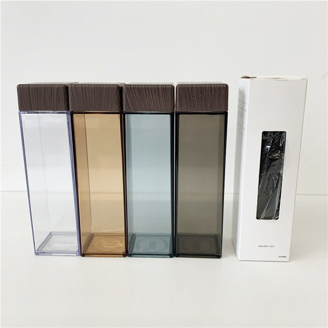 New Frosted PP AS Transparent 480 ml Leak-proof Portable Outdoor Sport Square Clear Plastic Water Bottles