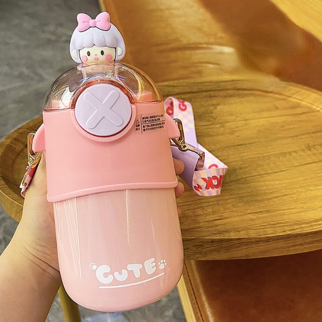 Factory direct sale 316 stainless steel high-value cute student special portable high temperature resistant straw thermos cup