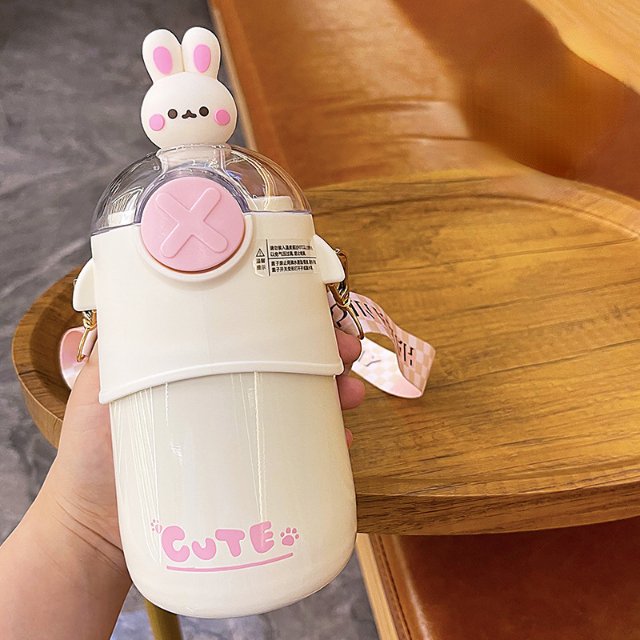 Factory direct sale 316 stainless steel high-value cute student special portable high temperature resistant straw thermos cup