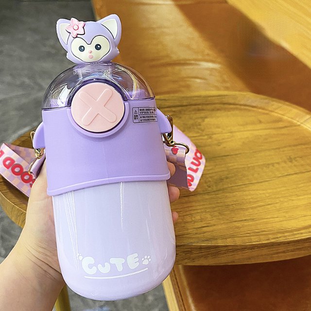 Factory direct sale 316 stainless steel high-value cute student special portable high temperature resistant straw thermos cup