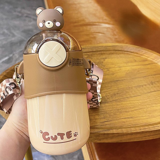 Factory direct sale 316 stainless steel high-value cute student special portable high temperature resistant straw thermos cup