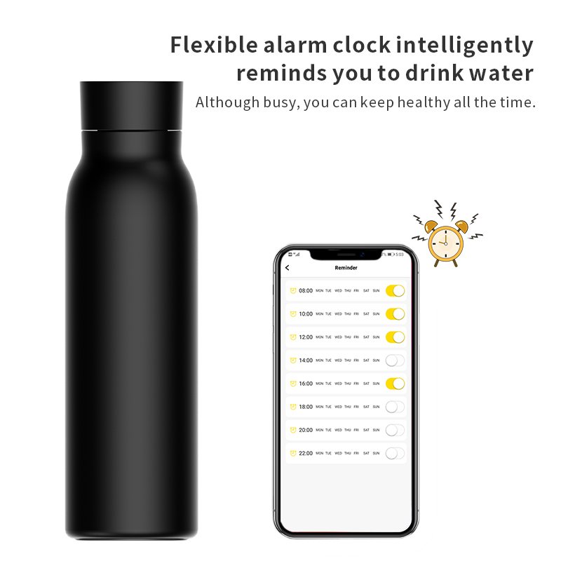 2022 Promotion 600ml Lcd Touch Screen Smart Tuya Water Bottle Reusable Vacuum Water Bottle