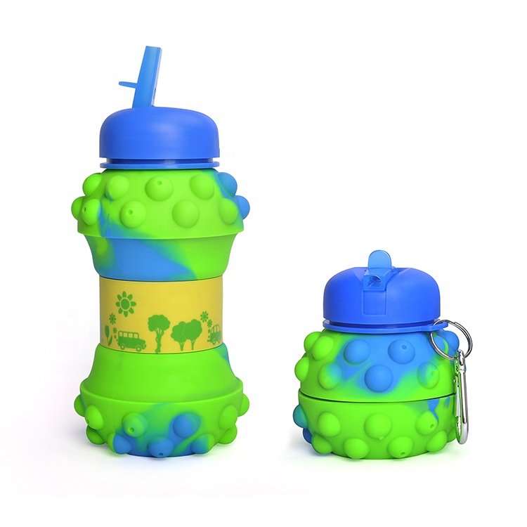 Relieve Stress Sensory Fidgets Pop Bottle Bubble Pops Water Bottle Pop Silicone Collapsible Water Bottle for Girls