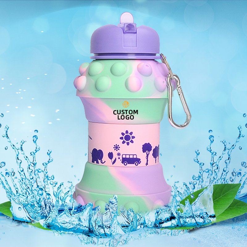 Relieve Stress Sensory Fidgets Pop Bottle Bubble Pops Water Bottle Pop Silicone Collapsible Water Bottle for Girls