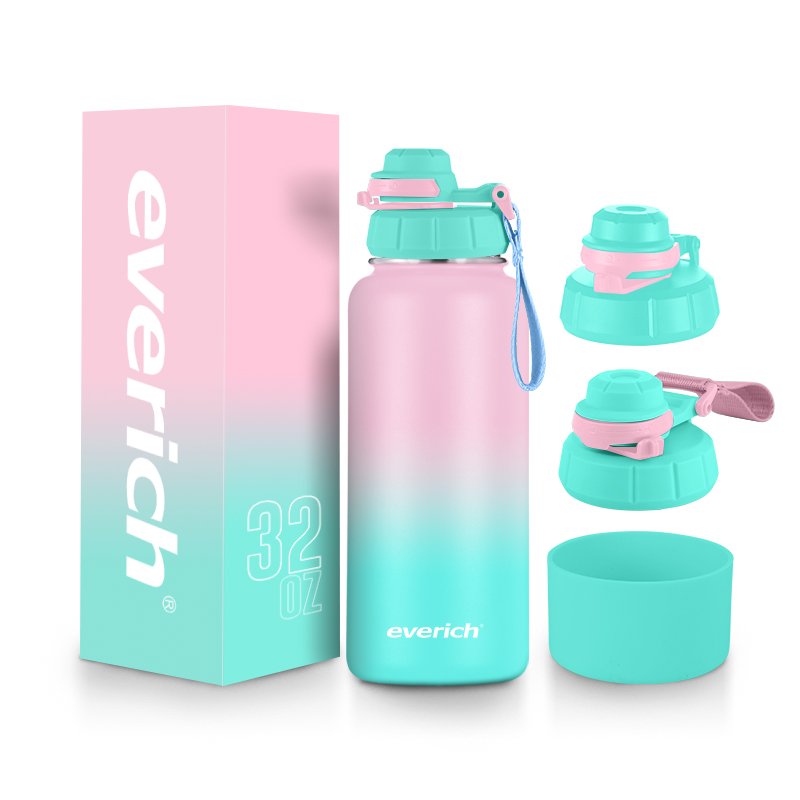 32oz Vacuum Insulated Stainless Steel Metal Bottles with Straw Lid Leak Proof BPA-Free Flask for Sports