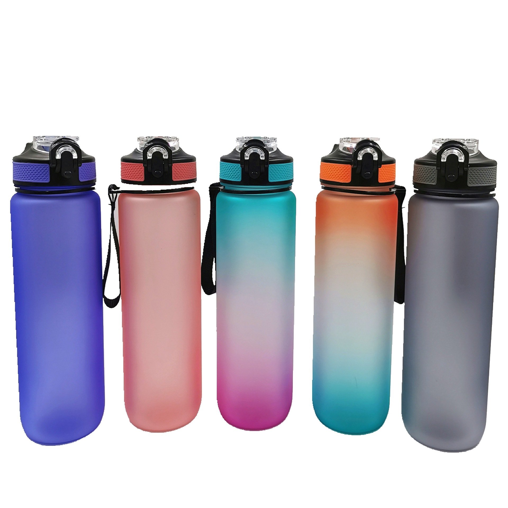 32 OZ 1000 ml Time Marker Plastic Water Bottle Gradient Color Water Bottles Large Capacity Leak Proof Water Bottles