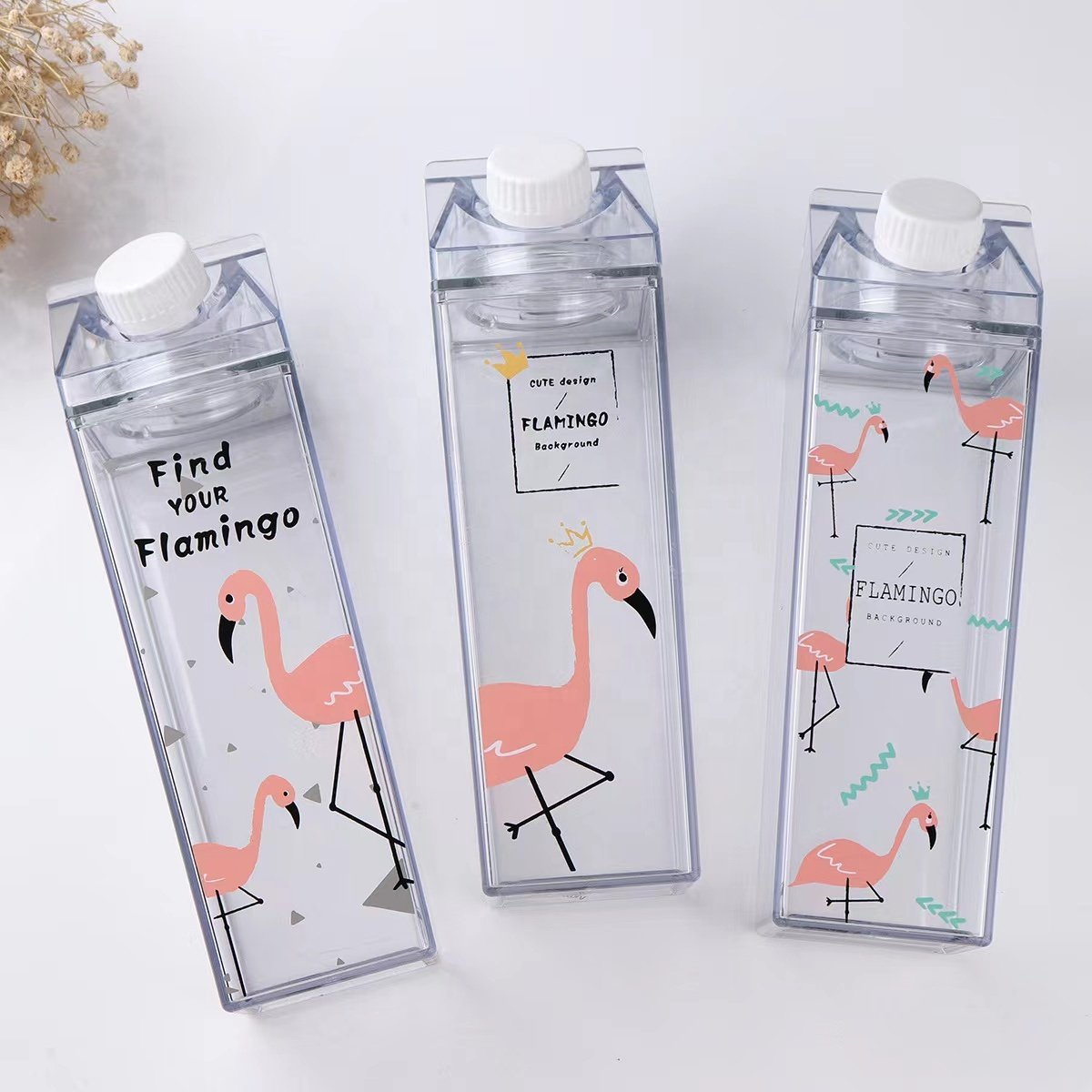 BPA Free 500ml 1000ml Plastic Clear Pink Transparent Colored Acrylic Tumbler With Lid Milk Carton Water Bottle