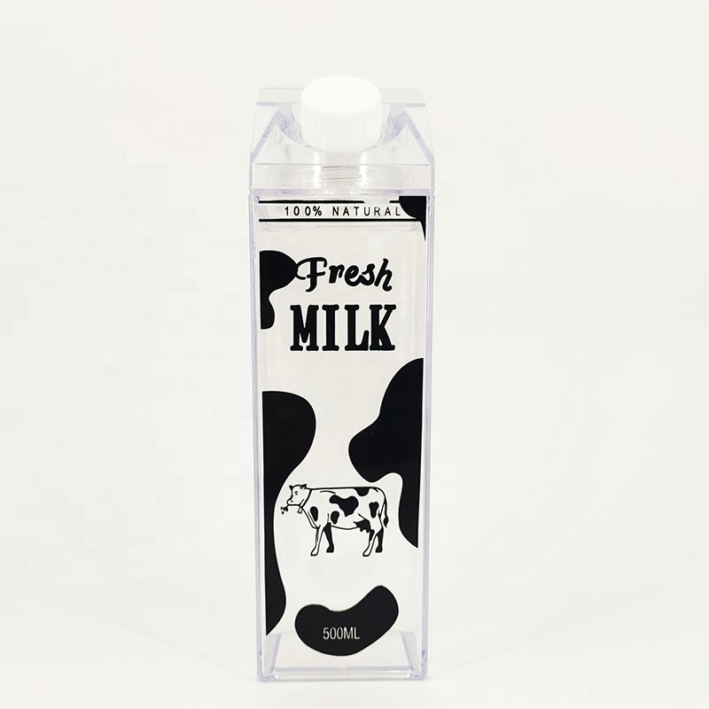 BPA Free 500ml 1000ml Plastic Clear Pink Transparent Colored Acrylic Tumbler With Lid Milk Carton Water Bottle