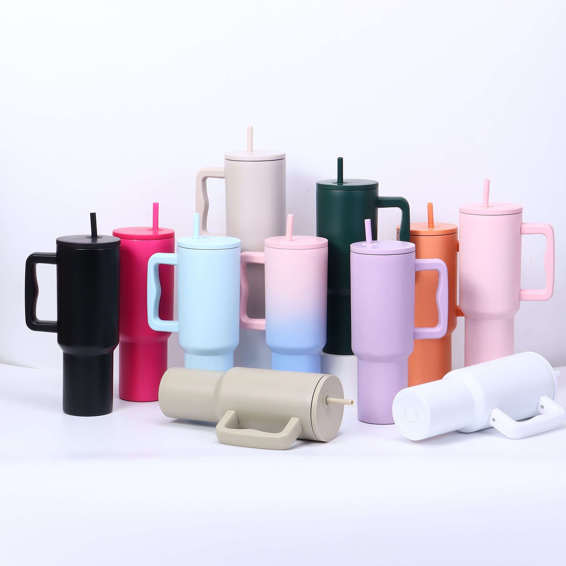 40oz Travel Mug Stainless Steel Vacuum Insulated Water Cups Engraved 40oz Tumbler With Straw Handle Tumbler 40oz