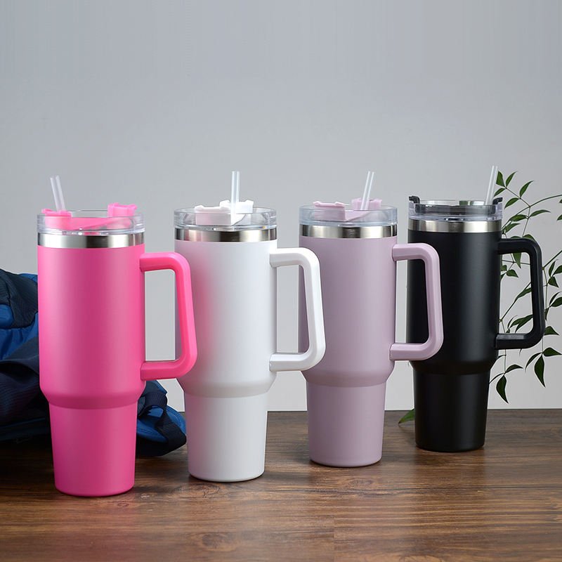 Hot Sale Custom logo 40Oz Vacuum Stainless Steel Cup Tumbler With Handle And Straw