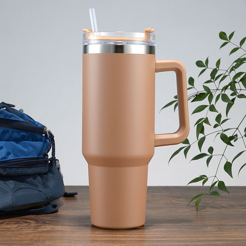 Hot Sale Custom logo 40Oz Vacuum Stainless Steel Cup Tumbler With Handle And Straw