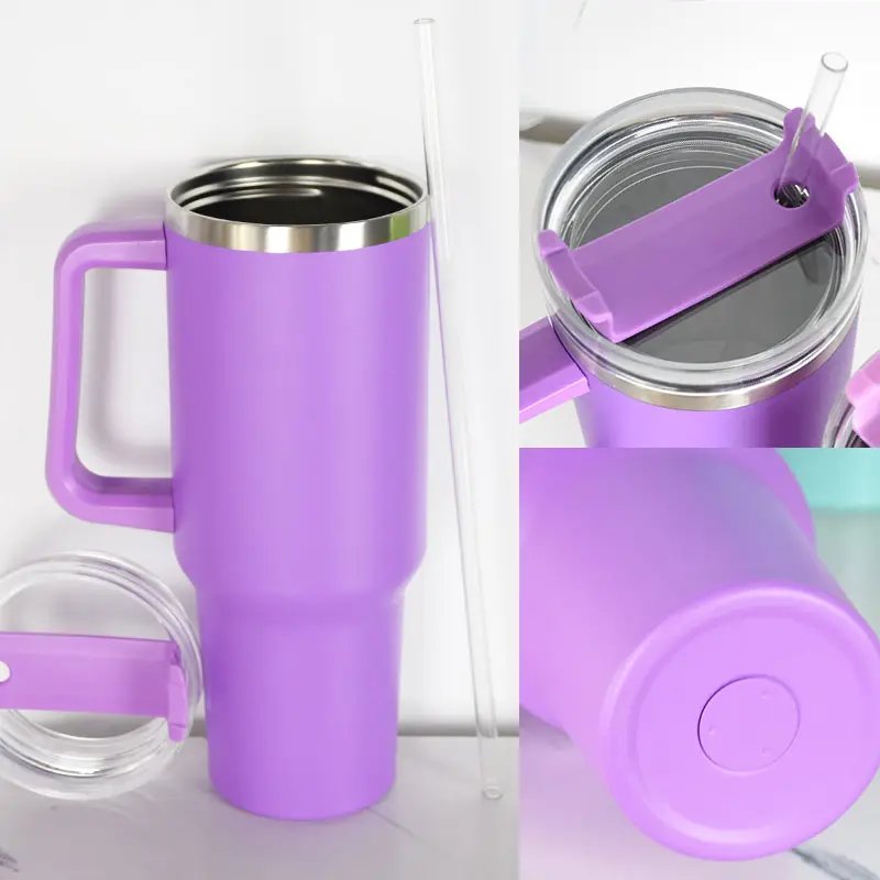 Hot Sale Custom logo 40Oz Vacuum Stainless Steel Cup Tumbler With Handle And Straw