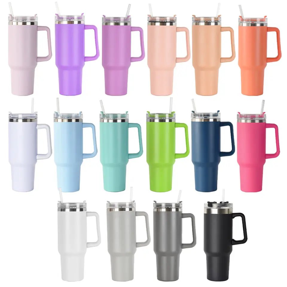 Hot Sale Custom logo 40Oz Vacuum Stainless Steel Cup Tumbler With Handle And Straw