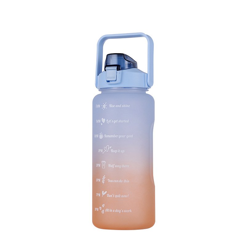 BPA Free Leakproof Portable Plastic Water Bottle Set with Time Maker Gradient Color Plastic Motivational Water Bottle