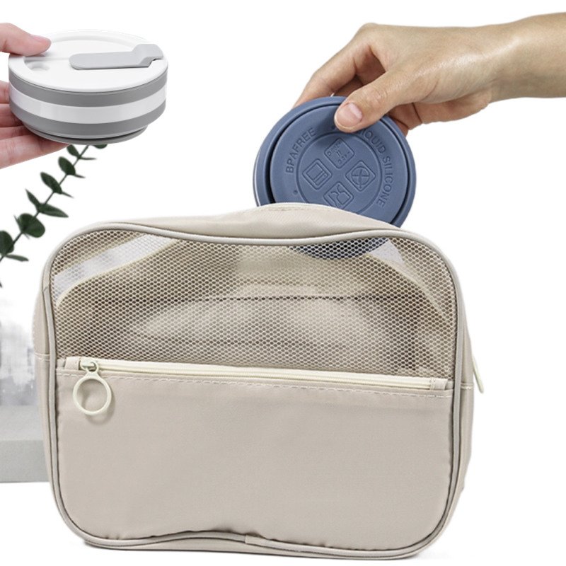 Leakproof Reusable Silicone Foldable Travel Coffee Mug Folding Silicon Cup Collapsible Silicone Travel Coffee Cup Mugs 350ml