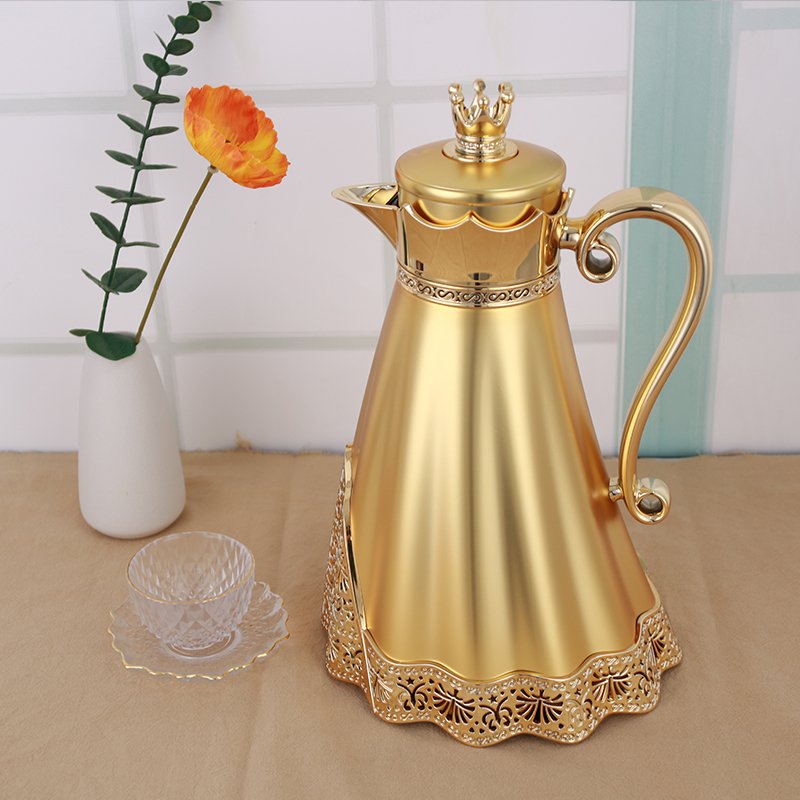 2023 HOT SELL 700mL PRINCESS DRESS DESIGN PINK GLASS REFILL INSULATED VACUUM FLASK TURKISH STYLE COFFEE POT
