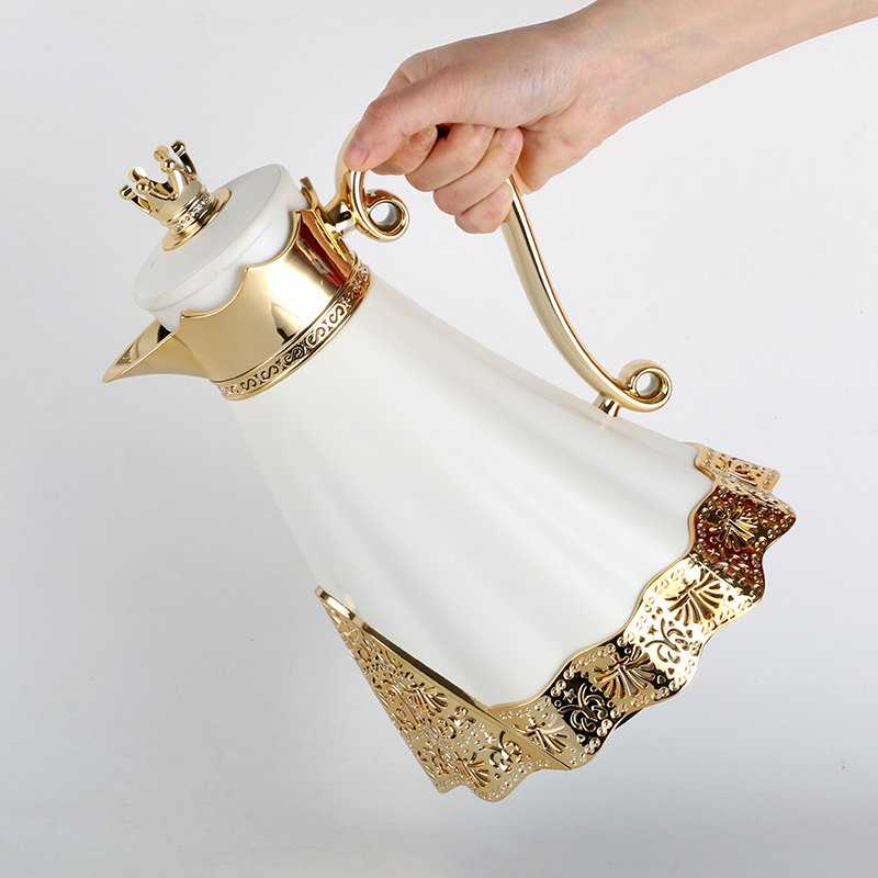 2023 HOT SELL 700mL PRINCESS DRESS DESIGN PINK GLASS REFILL INSULATED VACUUM FLASK TURKISH STYLE COFFEE POT
