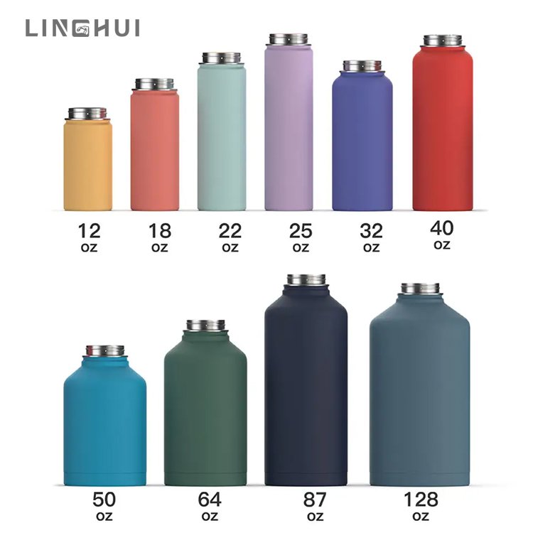 Linhui Customized color logo reusable gym sport metal sublimation stainless steel vacuum flasks thermos drinking water bottle