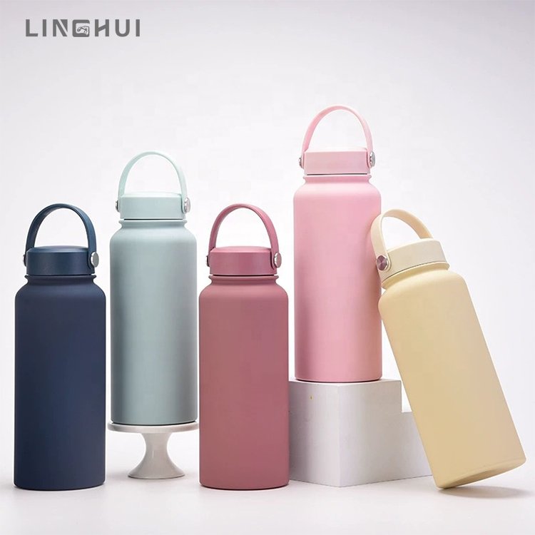 Linhui Customized color logo reusable gym sport metal sublimation stainless steel vacuum flasks thermos drinking water bottle