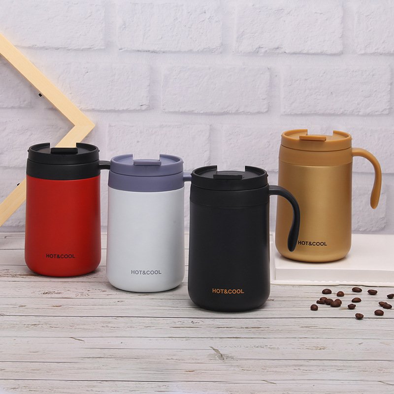 Wholesale 12/17oz Vacuum insulation Double wall stainless steel coffee mug with handle