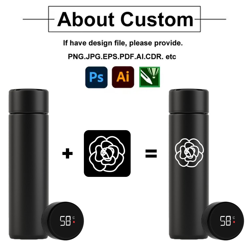 Insulated stainless steel custom intelligent smart drinkware water bottle led temperature display vacuum flask