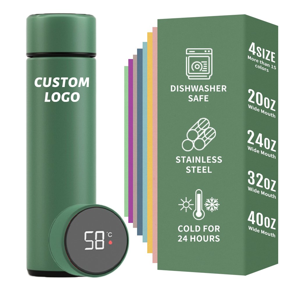 Insulated stainless steel custom intelligent smart drinkware water bottle led temperature display vacuum flask
