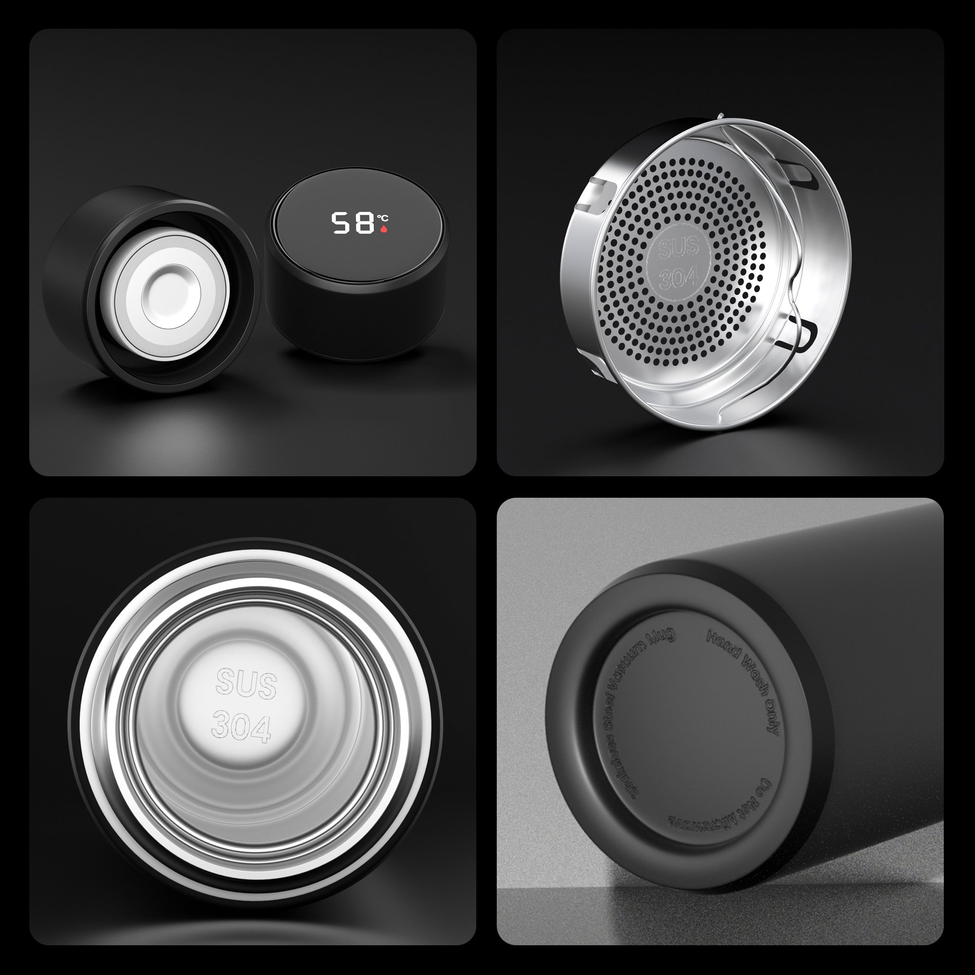 Insulated stainless steel custom intelligent smart drinkware water bottle led temperature display vacuum flask