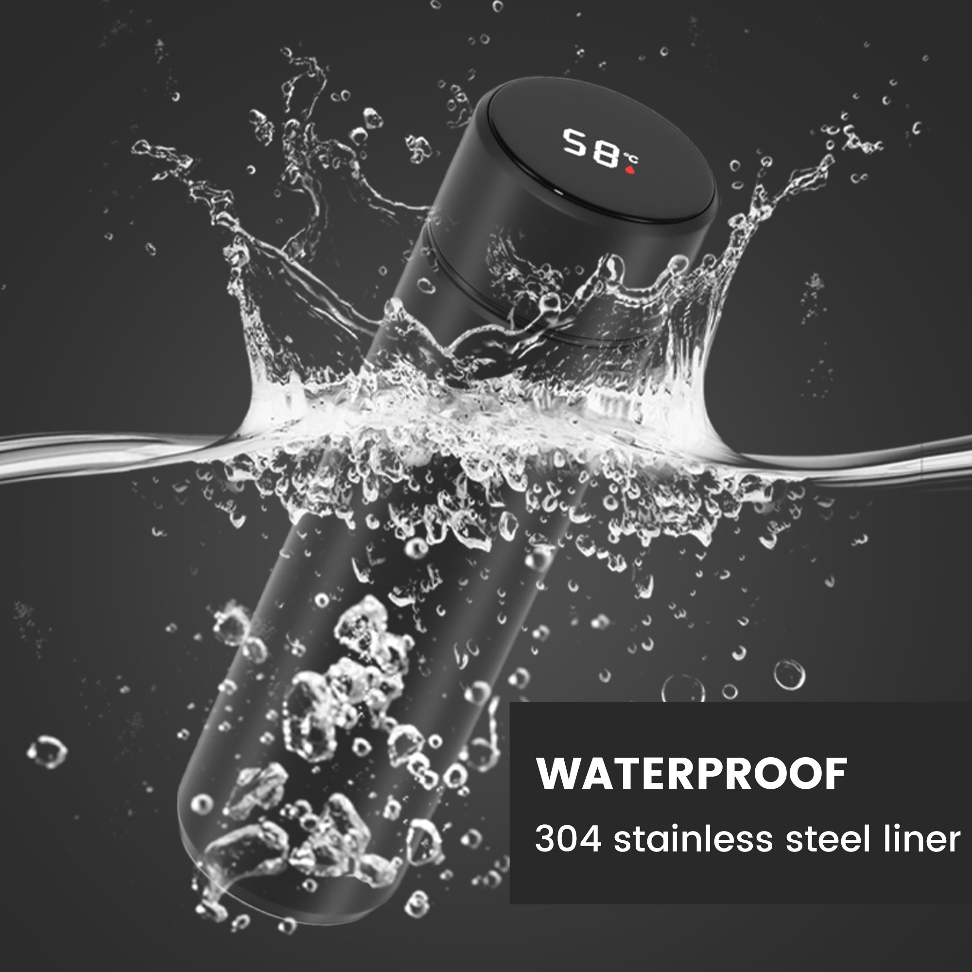 Insulated stainless steel custom intelligent smart drinkware water bottle led temperature display vacuum flask