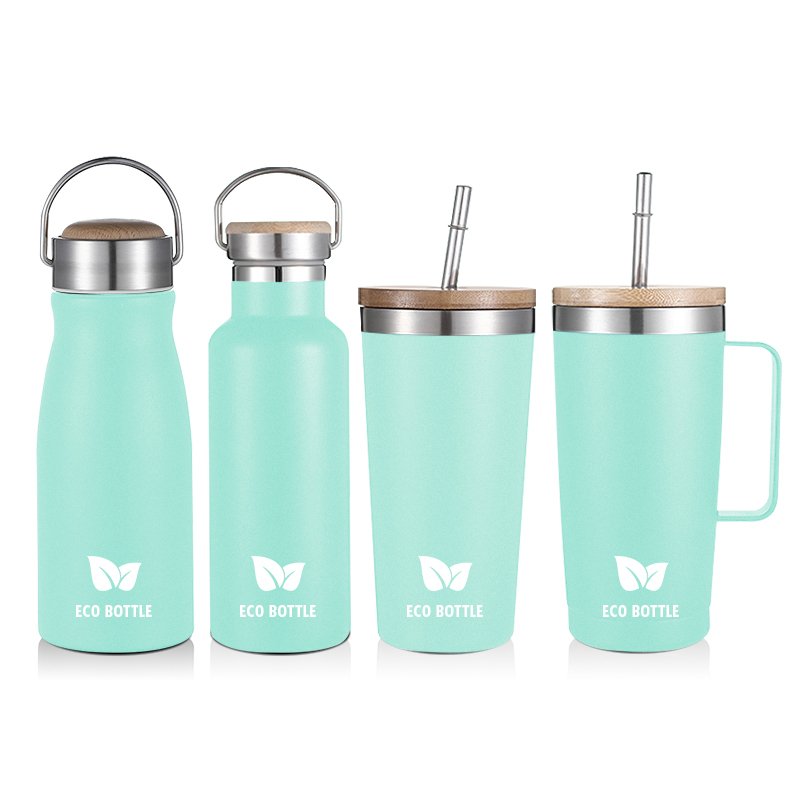 Everich top sale Eco-Friendly Sport Double Wall Stainless Steel Water Bottle Vaccum Flask Insulated With Bamboo Lid