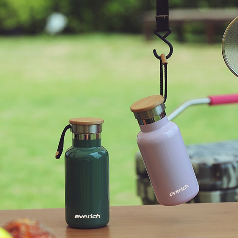 Everich top sale Eco-Friendly Sport Double Wall Stainless Steel Water Bottle Vaccum Flask Insulated With Bamboo Lid