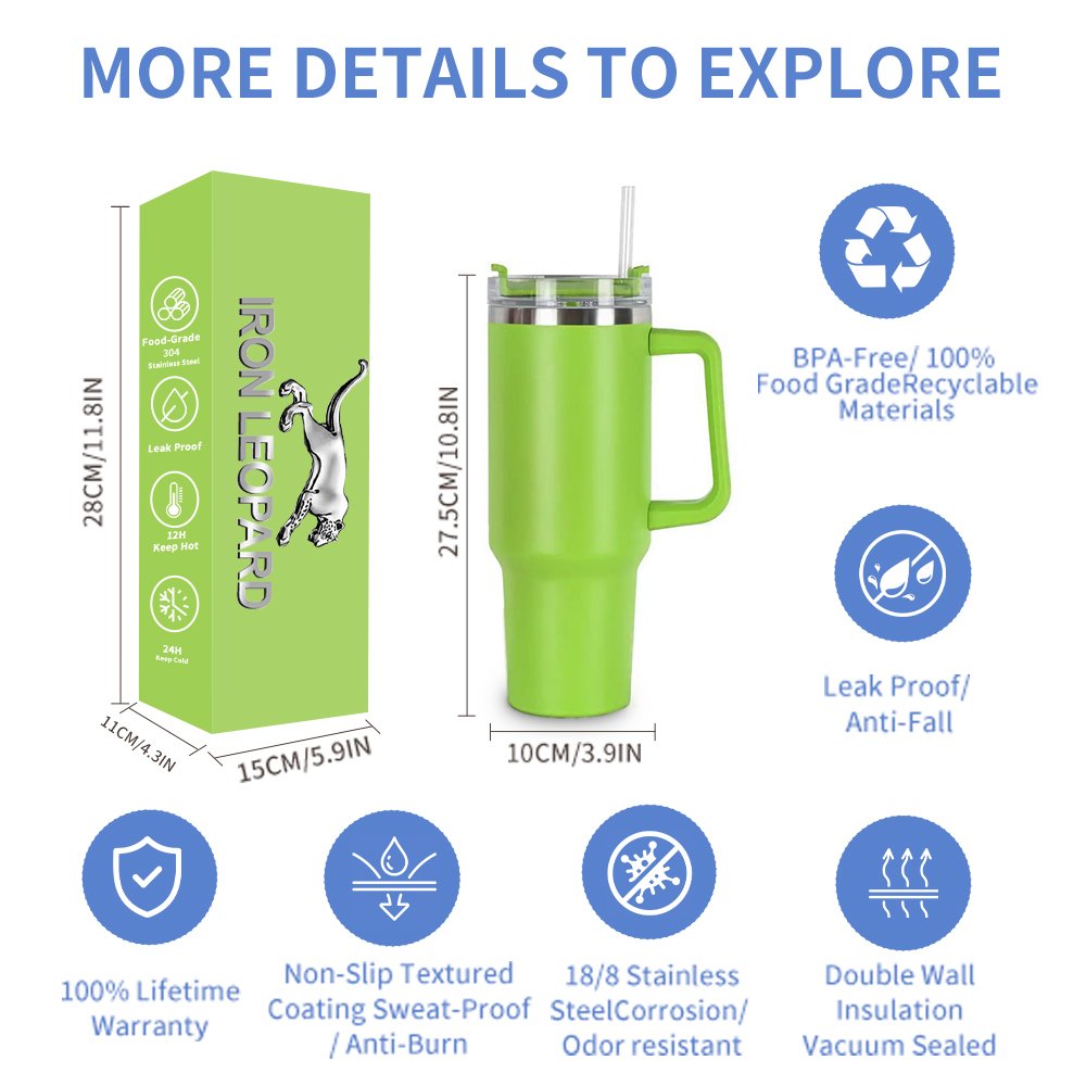Custom insulated sublimation straw tumblers stainless steel vacuum travel cup mug laser engraved LOGO 40oz tumbler with handle
